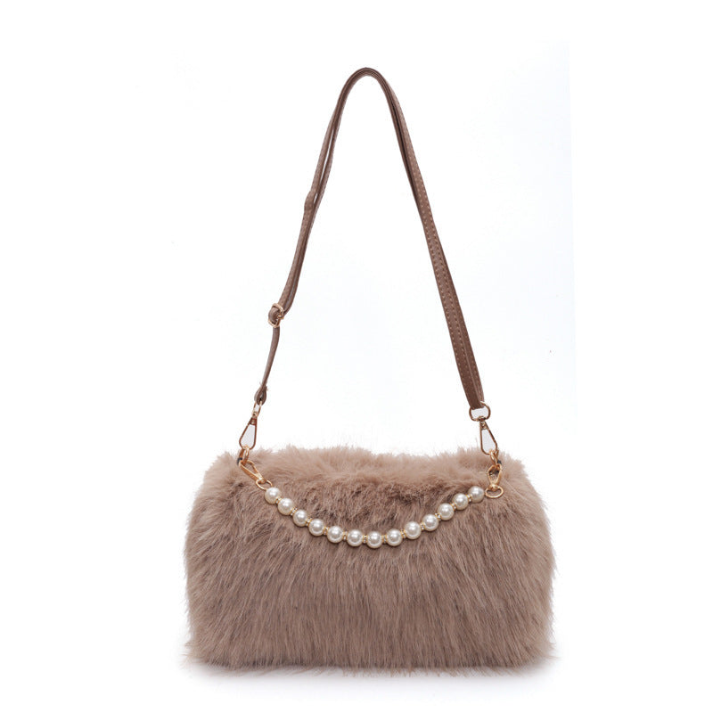 Shoulder Bags Pearl Chain Crossbody Bag Versatile Commuting Armpit Plush
