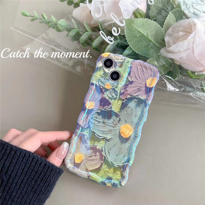 Retro Oil Painting Blu-ray Flowers Shockproof Case for Iphone