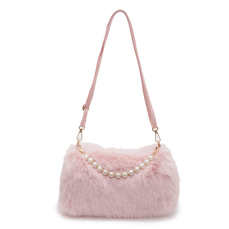Shoulder Bags Pearl Chain Crossbody Bag Versatile Commuting Armpit Plush