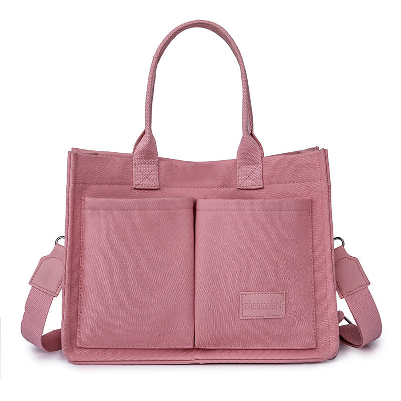 Canvas Tote Shoulder Bags Messenger Multi Pocket Crossbody Chic Reusable Handbag