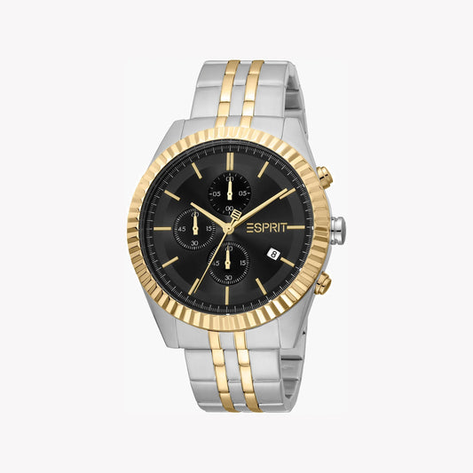 Esprit Men's Silver & Gold Watch, Black Dial | Es1g204m0045-0