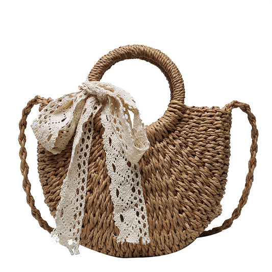 Western Lace Bow Straw Bag