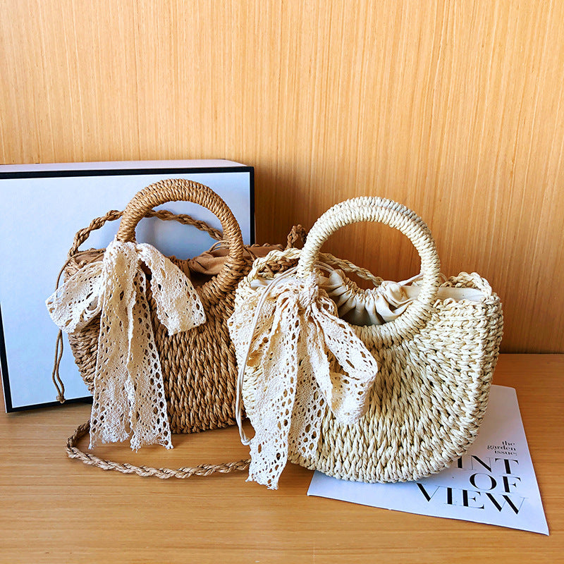 Western Lace Bow Straw Bag