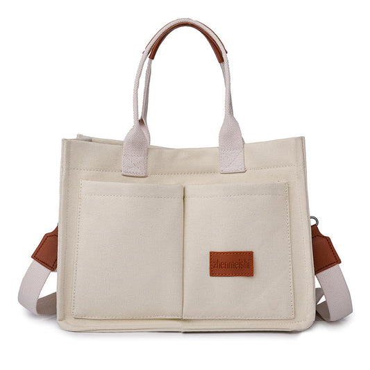 Canvas Tote Shoulder Bags Messenger Multi Pocket Crossbody Chic Reusable Handbag