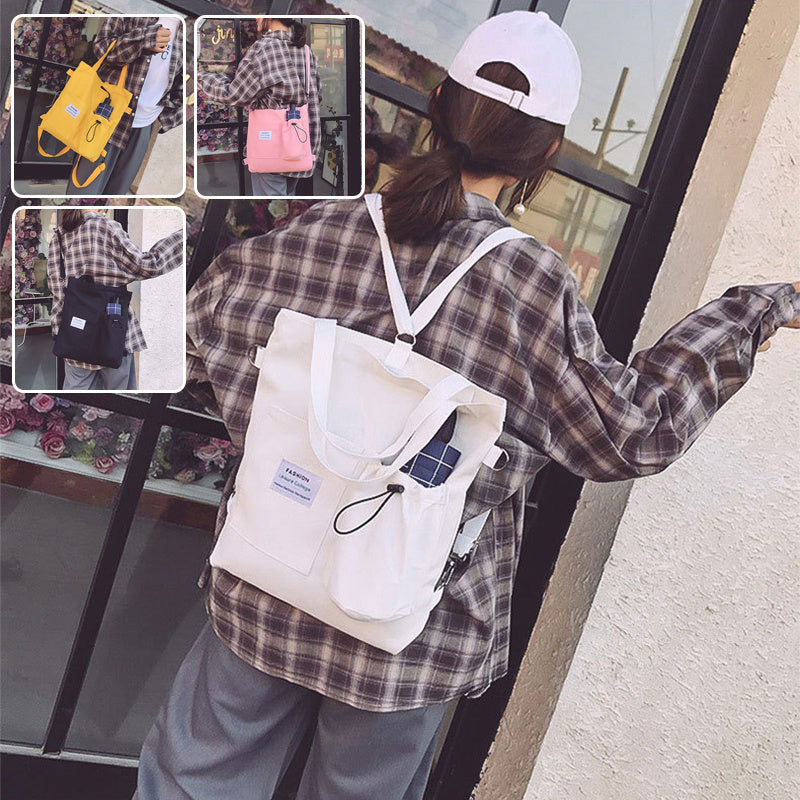 Canvas Bags Students Handbag with Pockets Preppy Backpack
