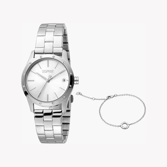 Esprit Women's Silver Stainless Steel Watch, Silver Dial | Es1l164m0025-0