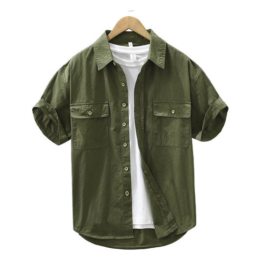 Solid Color Casual Short-sleeved Shirt