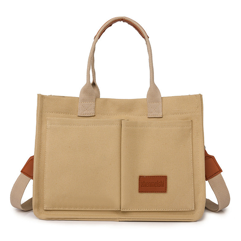 Canvas Tote Shoulder Bags Messenger Multi Pocket Crossbody Chic Reusable Handbag