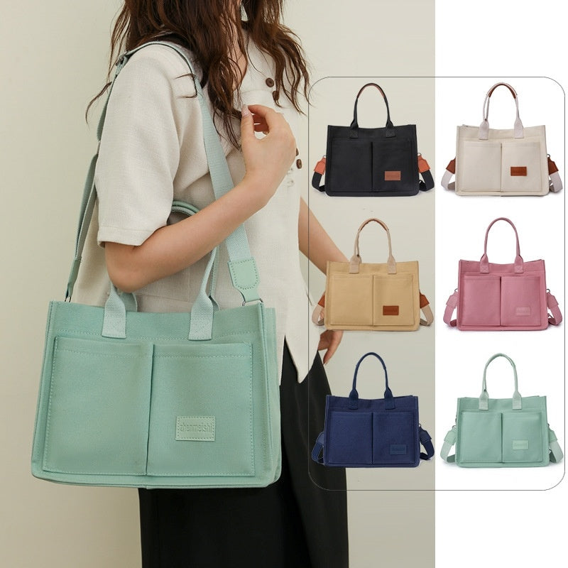 Canvas Tote Shoulder Bags Messenger Multi Pocket Crossbody Chic Reusable Handbag