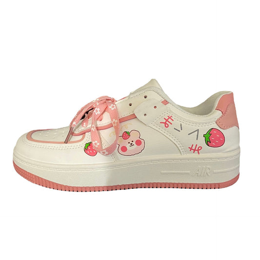 Versatile Strawberry Bear Casual Sneakers