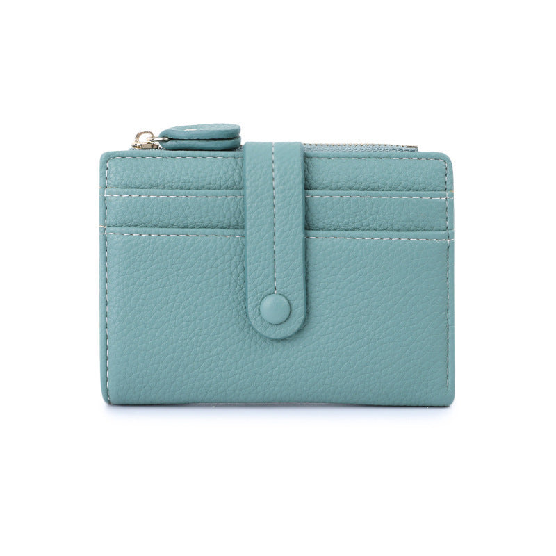 Women Short Wallets PU Leather Plaid Purses Solid Card Holder