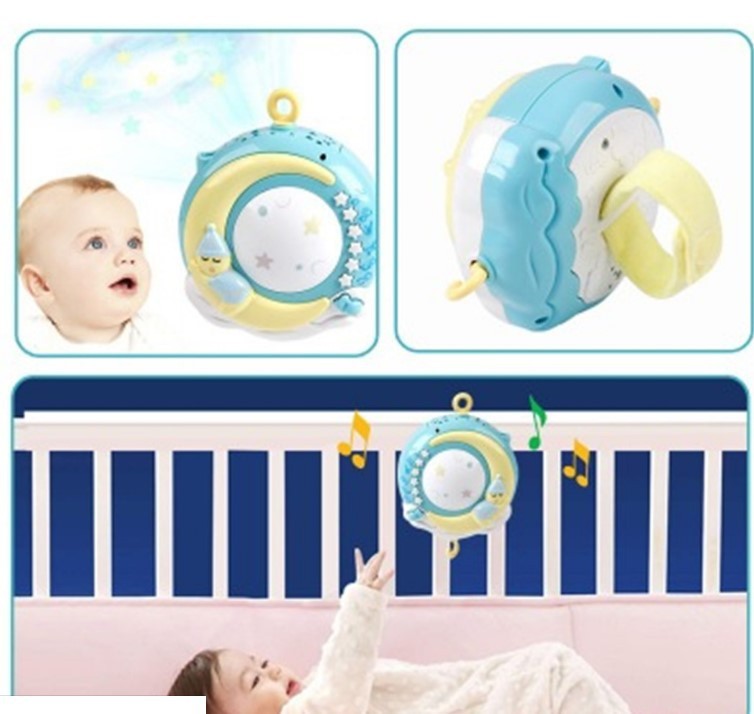 Baby Rattles Crib Holder Rotating Musical Box Projection