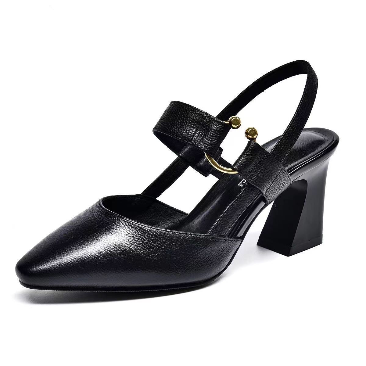 Pointed Toe High Heel Toe Box Sandals Chunky Heel
