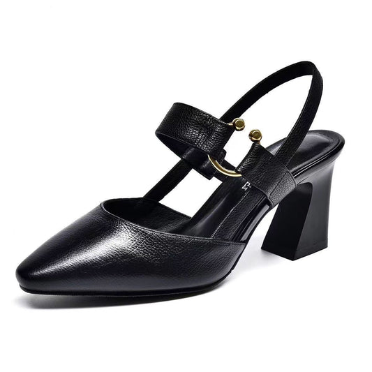 Pointed Toe High Heel Toe Box Sandals Chunky Heel