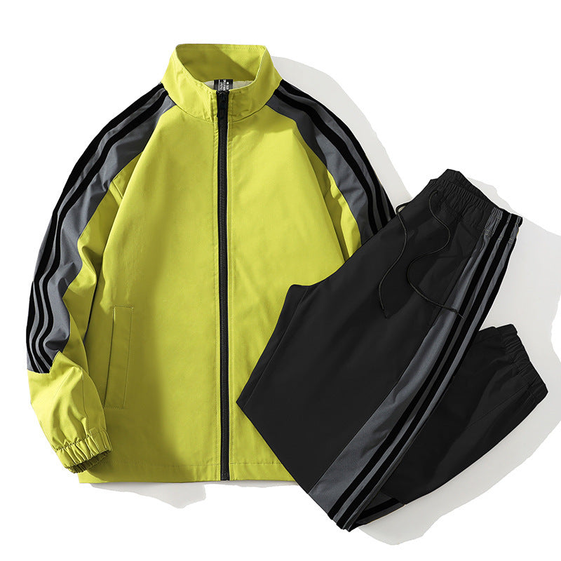 Sports Men's Trendy Handsome Casual Stand Collar Top and Trousers