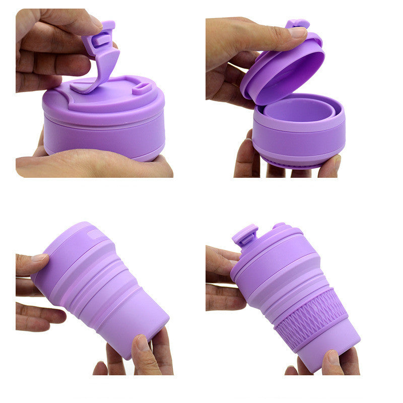 Kitchen Gadgets Folding Cup Collapsible Mug with Cover Coffee Travel Outdoors