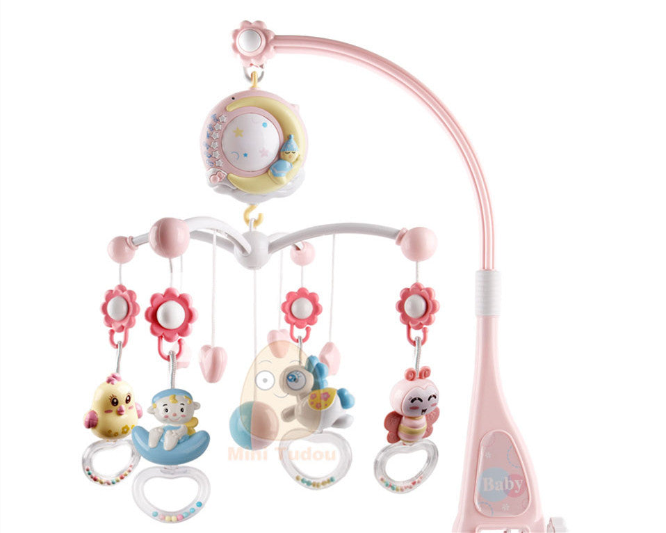 Baby Rattles Crib Holder Rotating Musical Box Projection