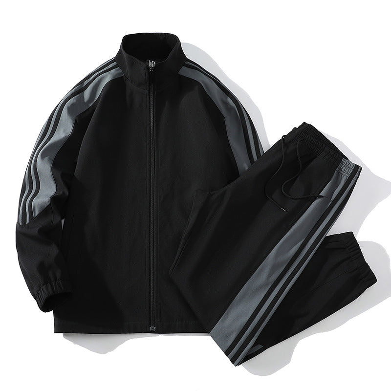 Sports Men's Trendy Handsome Casual Stand Collar Top and Trousers