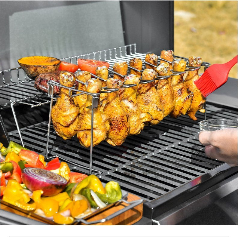 Portable Grilling Basket Mesh Clip Steel BBQ Rib Shelf Non-Stick Barbecue