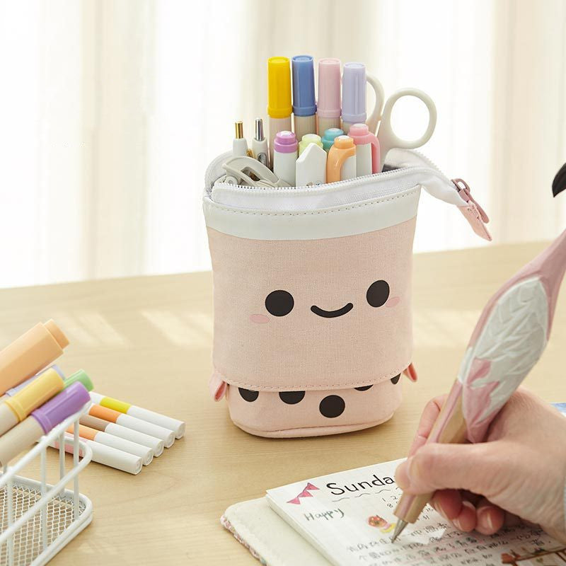 Cute Girl Heart Smiley Face Multifunctional Pen Holder Stationery