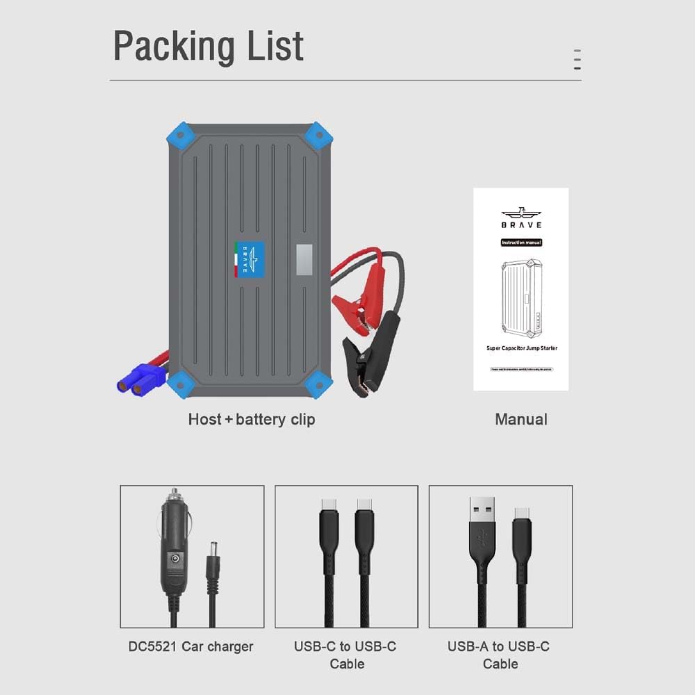 BRAVE 12V Super Capacitor Car Jump Starter