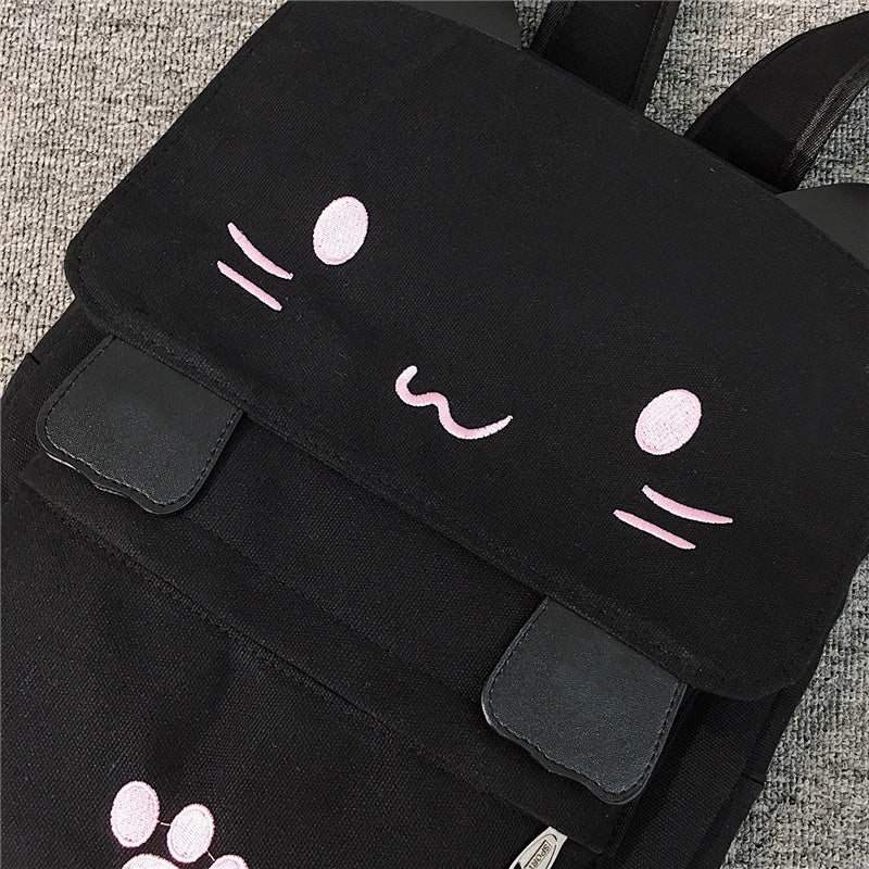 Cute Cat Canvas Backpack