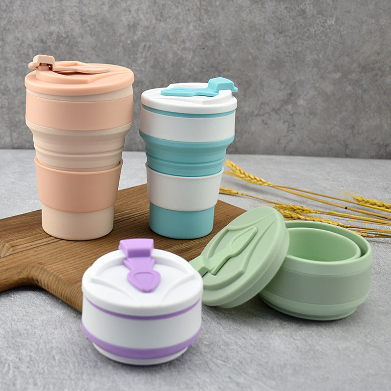 Kitchen Gadgets Folding Cup Collapsible Mug with Cover Coffee Travel Outdoors