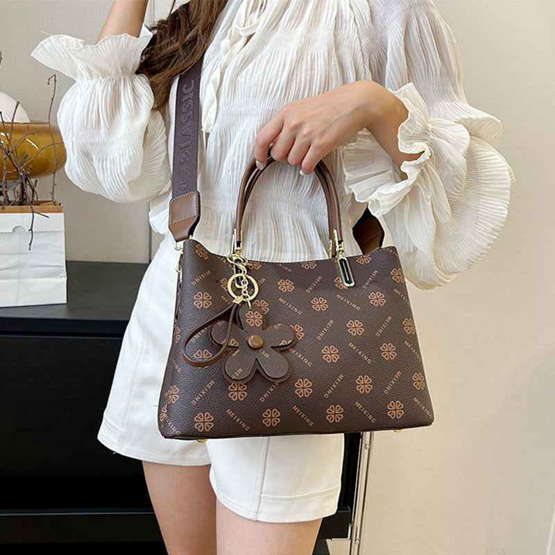 Tote Bag with Flower Pendant Shoulder Bag