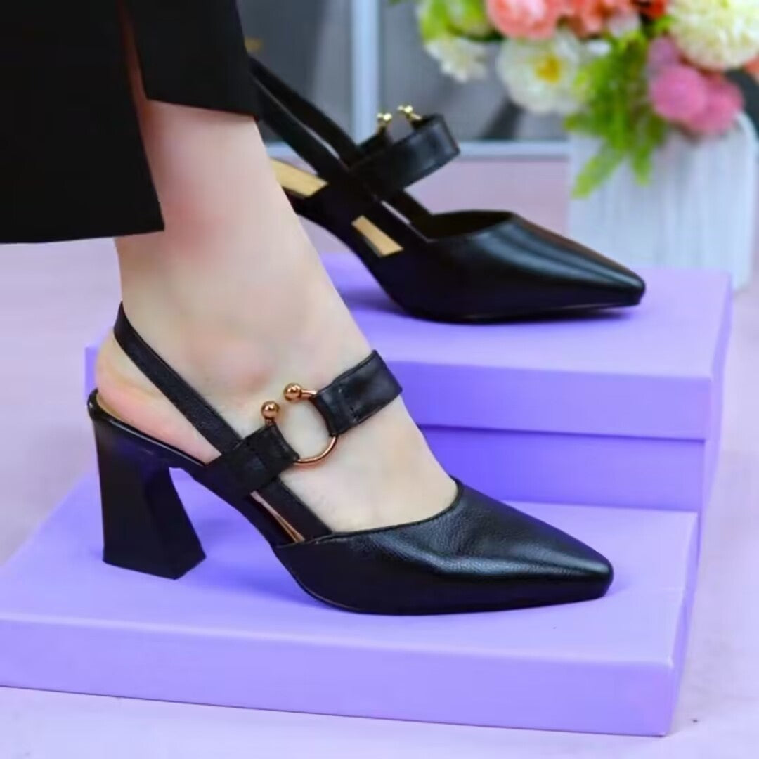 Closed Toe Back Chunky Heel Sandals Woman High-heeled Shoes