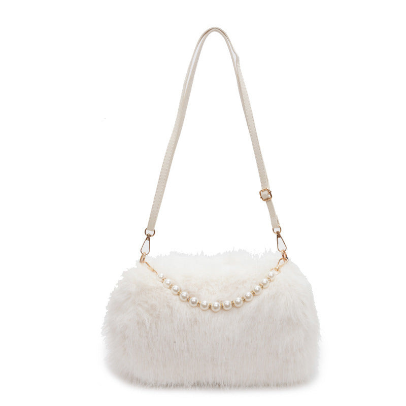 Shoulder Bags Pearl Chain Crossbody Bag Versatile Commuting Armpit Plush