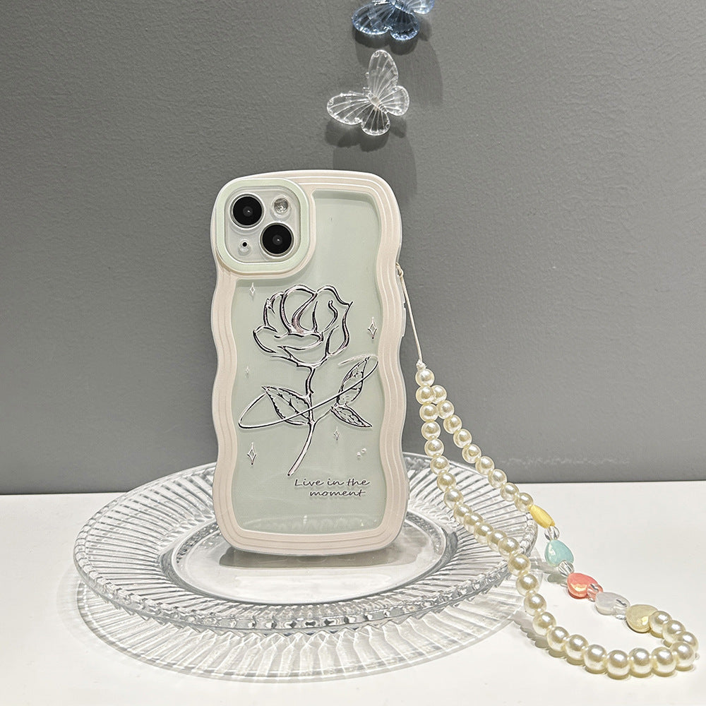 Rose Transparent Phone Case All-inclusive Big Wave Silicone Soft Case