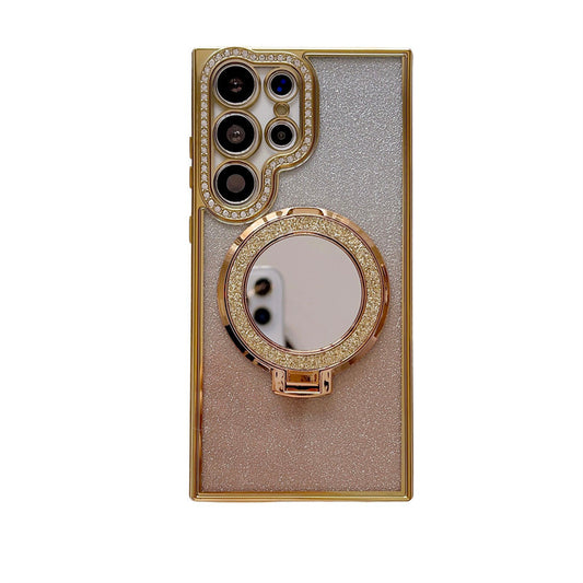 Rhinestone Glitter Magnetic Suction Mirror Bracket Drop-resistant Soft Case