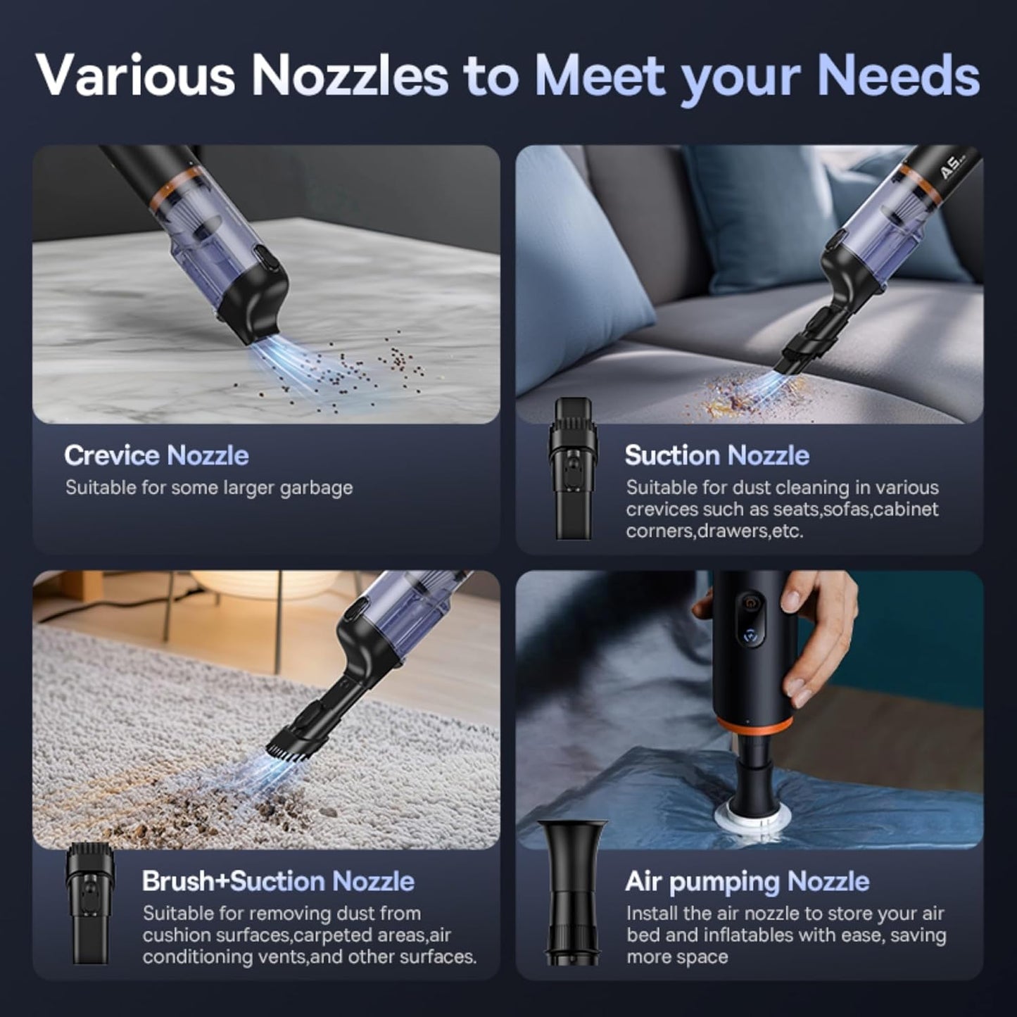 Baseus A5 Car Vacuum Cleaner 16000Pa Power Suction - Portable Cordless
