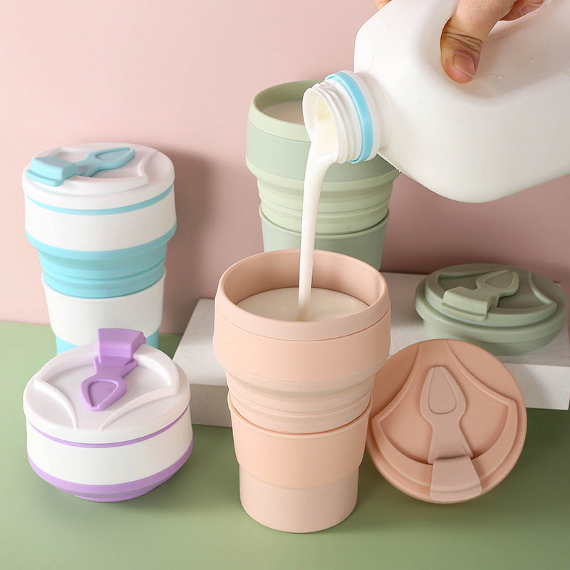 Kitchen Gadgets Folding Cup Collapsible Mug with Cover Coffee Travel Outdoors
