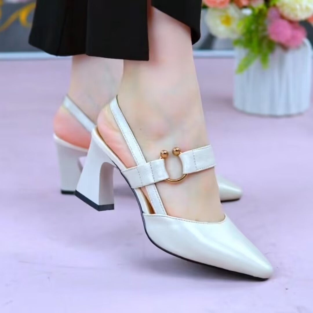 Closed Toe Back Chunky Heel Sandals Woman High-heeled Shoes