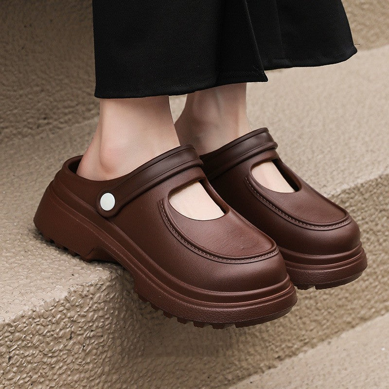 Mary Jane Closed-toe Slippers Female EVA Outdoor Non-slip Beach Flip-flops