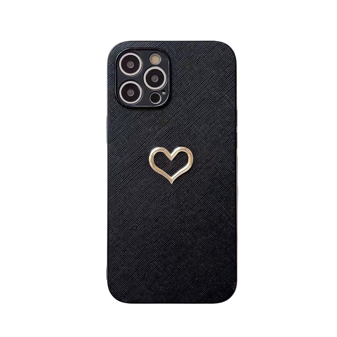 Simple Bronzing Heart Leather Phone Case