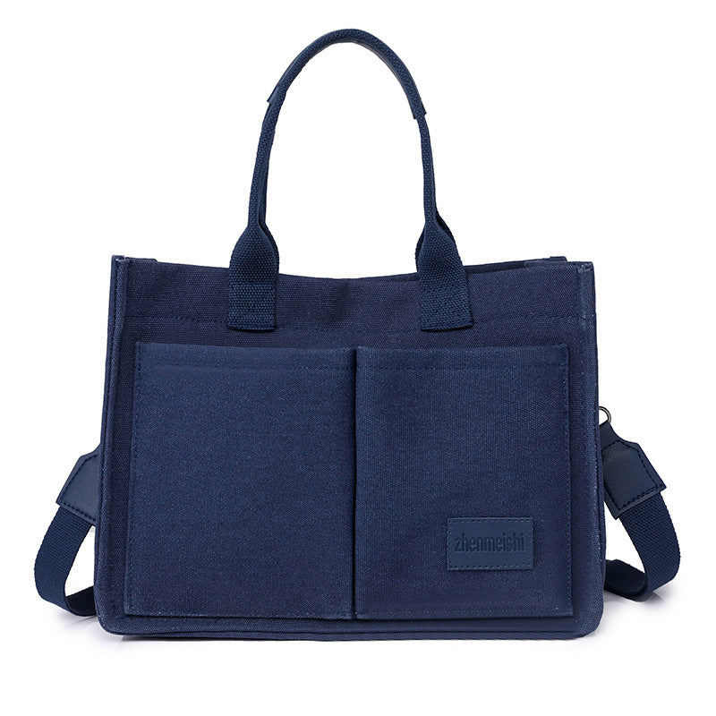 Canvas Tote Shoulder Bags Messenger Multi Pocket Crossbody Chic Reusable Handbag
