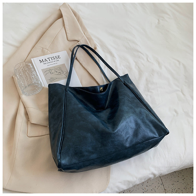 Japanese and Korean Soft Leather Shoulder Bag Retro Casual Handbag