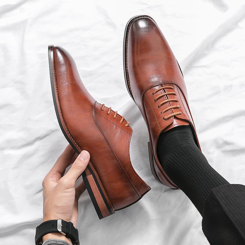 Casual Low Heel Men's Pointed Leather Shoes
