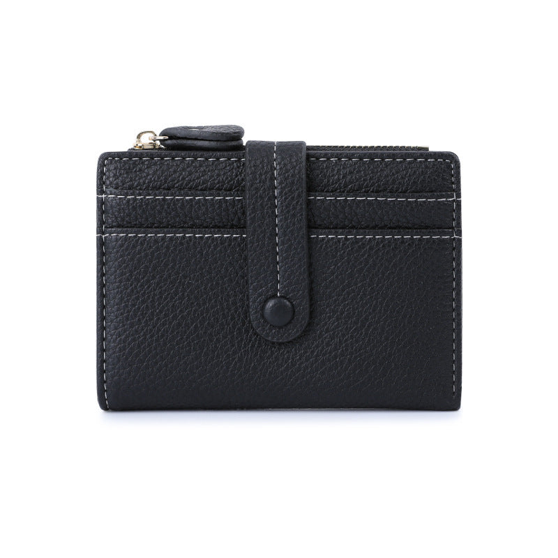Women Short Wallets PU Leather Plaid Purses Solid Card Holder