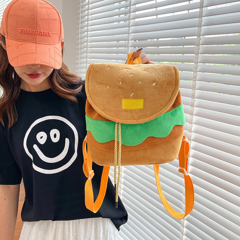 Hamburger Plush Backpack Soft Cartoon Burger Plush
