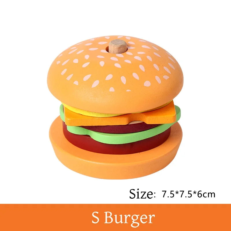 Wooden Burger Sandwich Stacking Toys