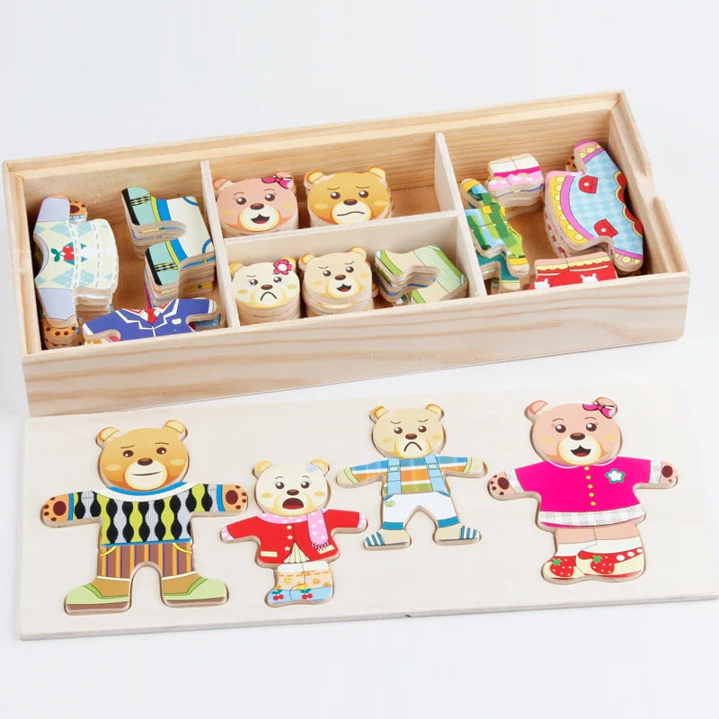 Children's Early Education Wooden Jigsaw Puzzle Dressing Game