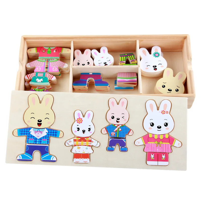 Children's Early Education Wooden Jigsaw Puzzle Dressing Game