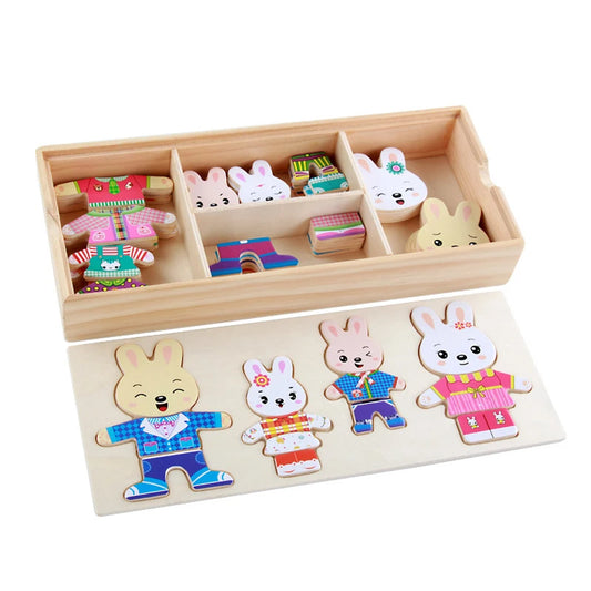 Children's Early Education Wooden Jigsaw Puzzle Dressing Game