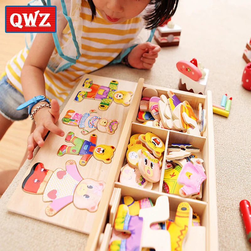Children's Early Education Wooden Jigsaw Puzzle Dressing Game