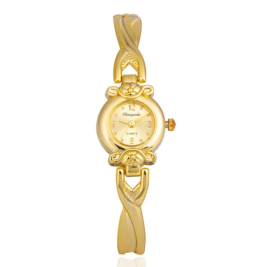 Gold Vintage Watch for Women Luxury Elegant Quartz Watch