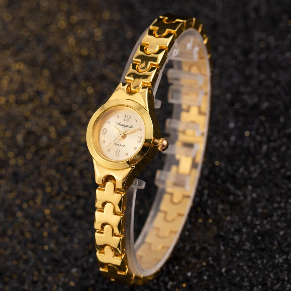 Gold Vintage Watch for Women Luxury Elegant Quartz Watch