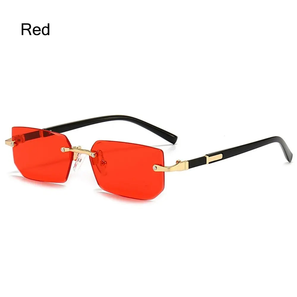 Trendy Rimless Sunglasses Frameless Rectangle Retro Shades Summer